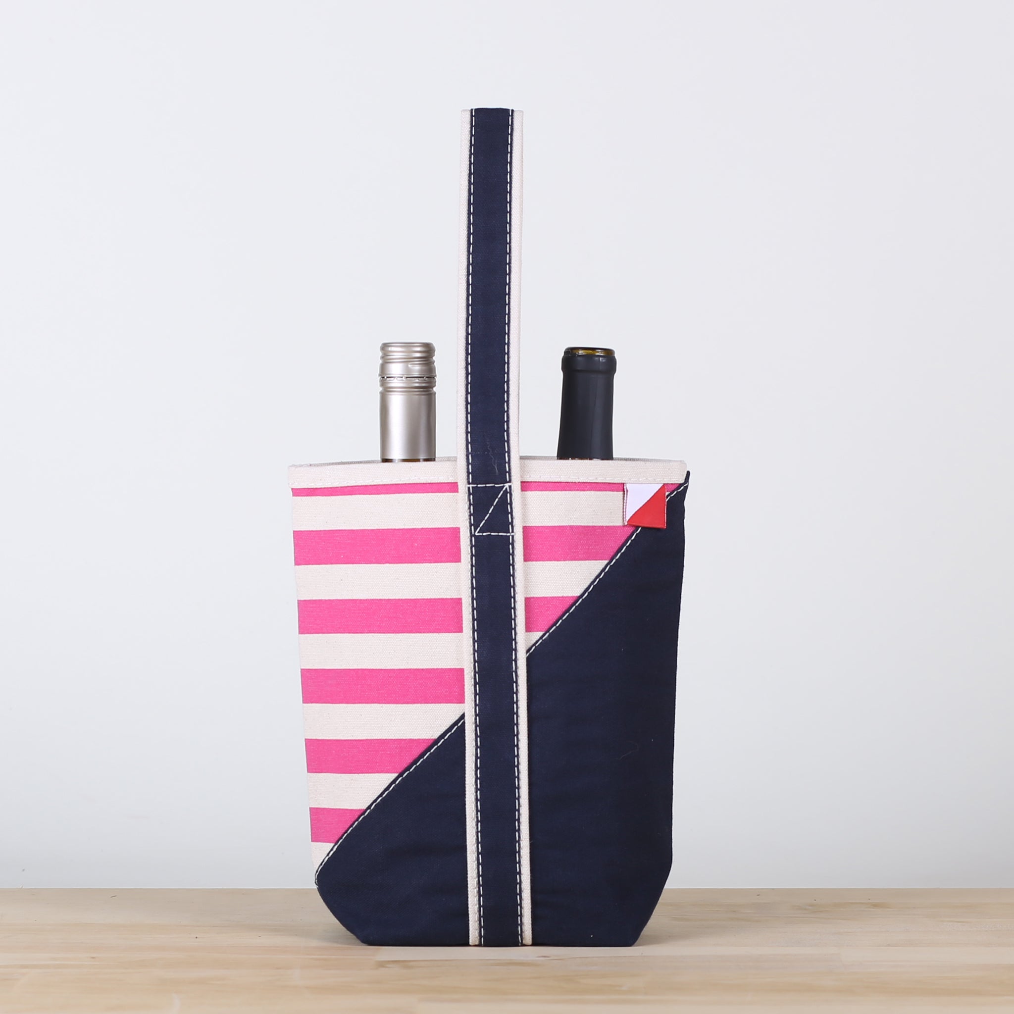 Contemporary Striped Double Wine Tote - Thumbnail 3